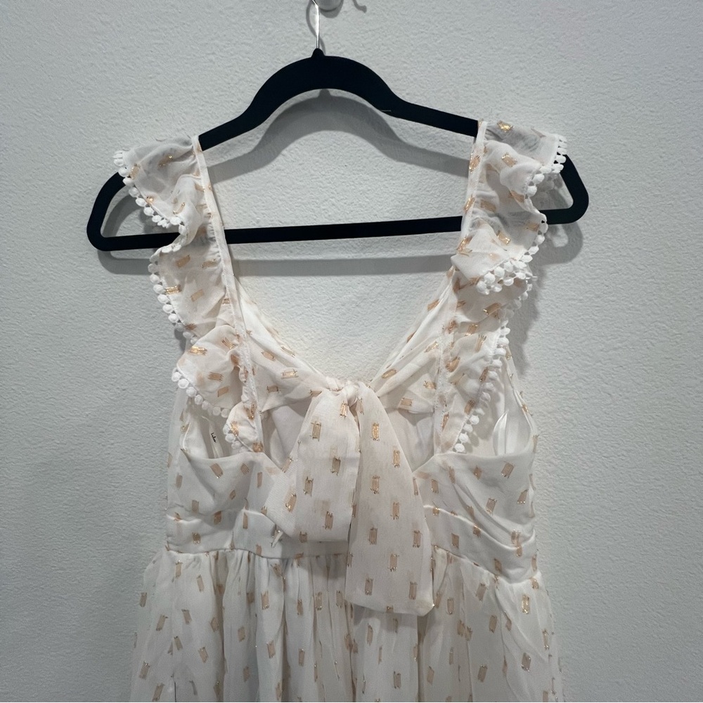 Lulu's Cream Ruffle Midi Dress - Picture 9 of 14